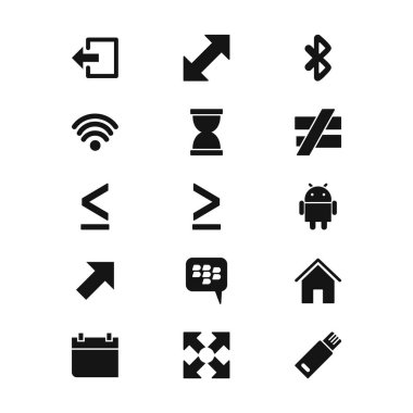 Beyaz arkaplanda 15 temel element simgesi izole edildi...