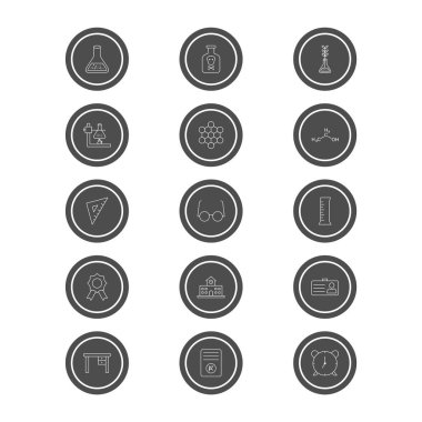 Beyaz Arkaplan Vektörü İzole Edilmiş Elementler Üzerine 15 Eğitim Simgesi...