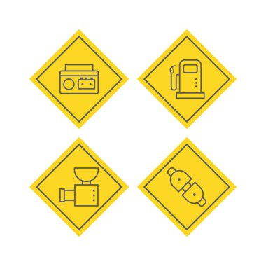 Beyaz Arkaplanda İzole Edilmiş 4 Elektronik Aygıt Simgesi...