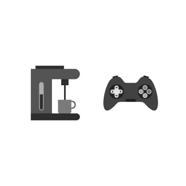 Beyaz arkaplanda izole edilmiş 2 adet elektronik aygıt simgesi...