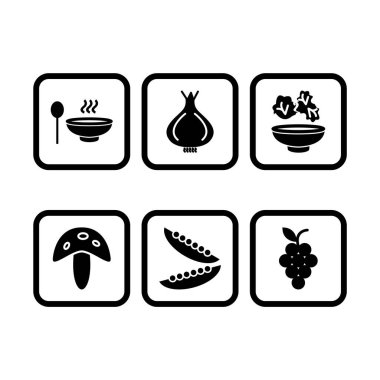 Beyaz Arkaplanda İzole Edilmiş 6 Gıda Simgesi...