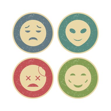 Beyaz arkaplanda 4 tane emoji simgesi izole edildi...