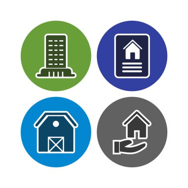 4 emlak Simgesi Beyaz Arkaplanda İzole Edildi...