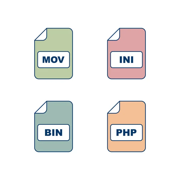 Set Von Dateiformaten Symbole Isoliert Auf Weißem Hintergrund — Stockvektor