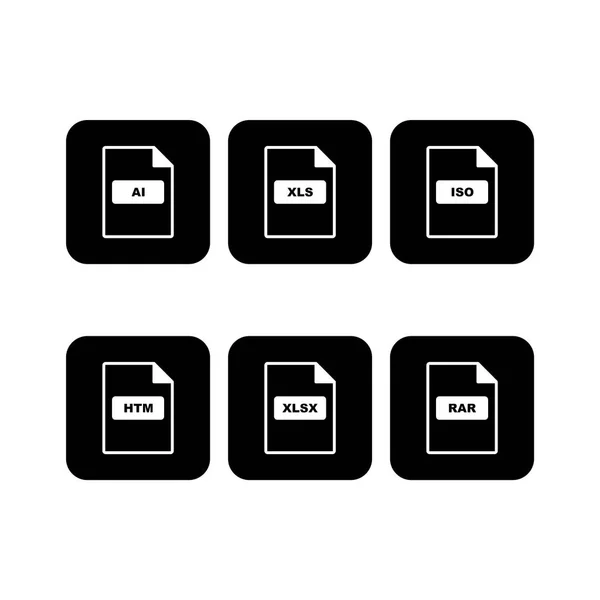 Ensemble Icônes Formats Fichiers Isolées Sur Fond Blanc — Image vectorielle