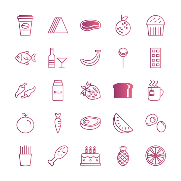 Icon Set Food Personal Commercial Use — стоковый вектор