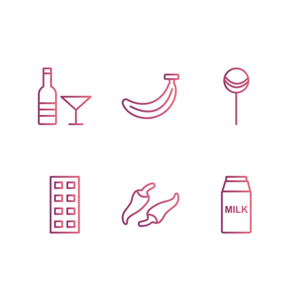 Conjunto Iconos Alimentos Aislados Sobre Fondo Blanco — Vector de stock