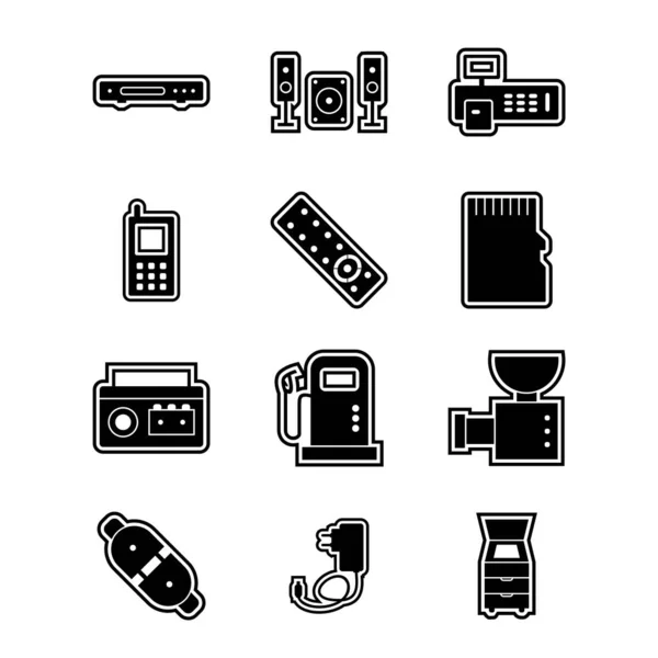 Conjunto Iconos Dispositivos Electrónicos Aislados Sobre Fondo Blanco — Vector de stock