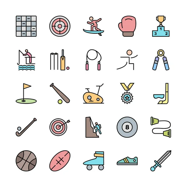 Icono Conjunto Deportes Juegos Para Uso Personal Comercial — Vector de stock