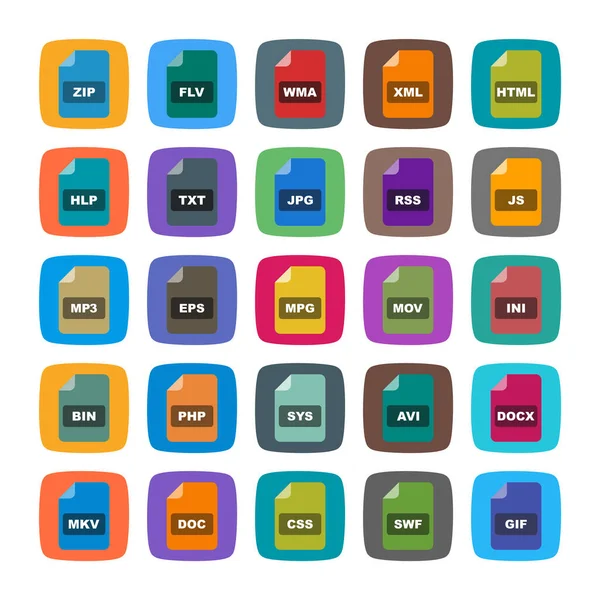 Dateiformate Icons Sheet Isoliert Auf Weißem Hintergrund — Stockvektor
