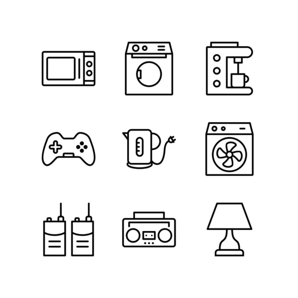 Juego Iconos Dispositivos Electrónicos Para Uso Personal Comercial — Archivo Imágenes Vectoriales