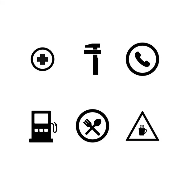 Verkehrszeichen Icons Sheet Isolated Auf Weißem Hintergrund — Stockvektor