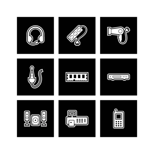 Set Von Elektronischen Geräten Symbole Isoliert Auf Weißem Hintergrund — Stockvektor