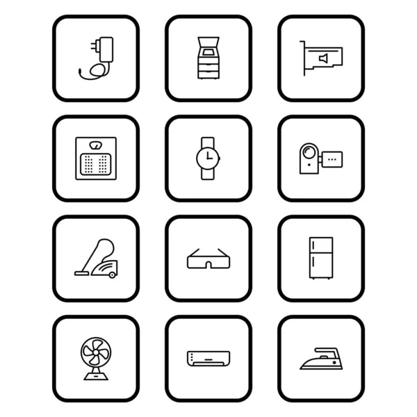 Set Van Elektronische Apparaten Iconen Witte Achtergrond Vector Geïsoleerde Elementen — Stockvector