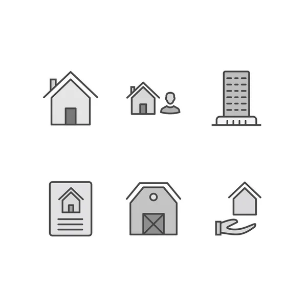 Set Real Estate Icons White Background Vector Isolated Elements — Stock Vector