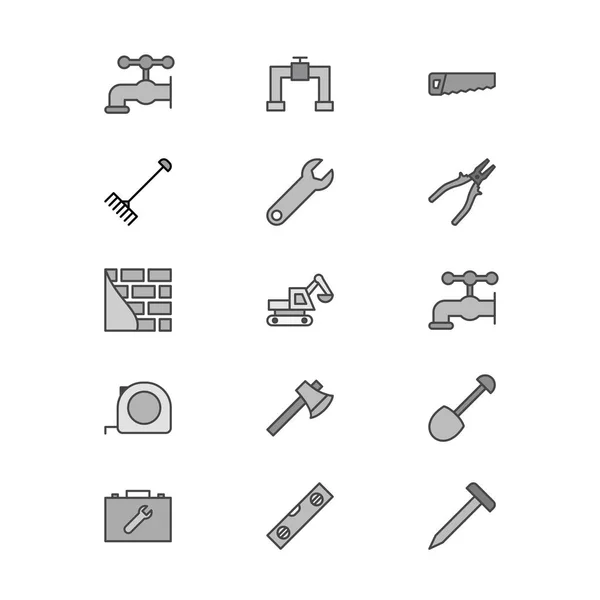 Construction Icons Sheet Isolated White Background — Stock Vector