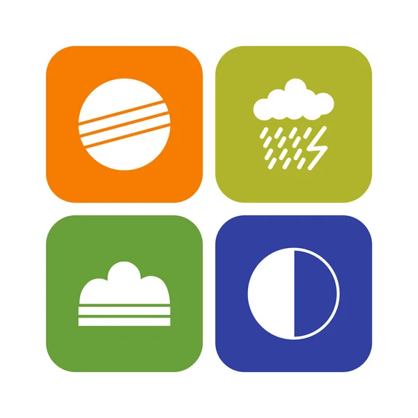 Set Weather Icons White Background Vector Isolated Elements — Stock Vector