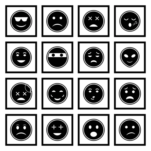 Emoji Ikon Fehér Háttér Vektoron Izolált Elemek — Stock Vector