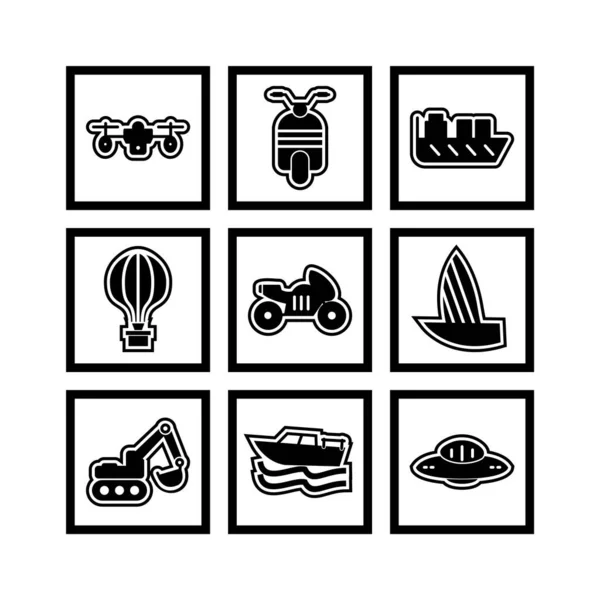 Icon Set Transport Pentru Personal Comercial — Vector de stoc