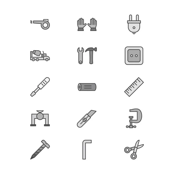 Construction Icons Sheet Isolated White Background — Stock Vector