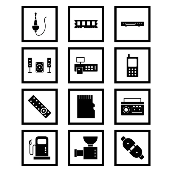Ensemble Icônes Appareils Électroniques Pour Usage Personnel Commercial — Image vectorielle
