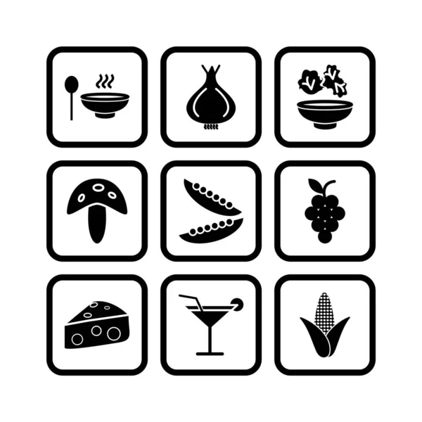 Juego Iconos Alimentos Para Uso Personal Comercial — Vector de stock