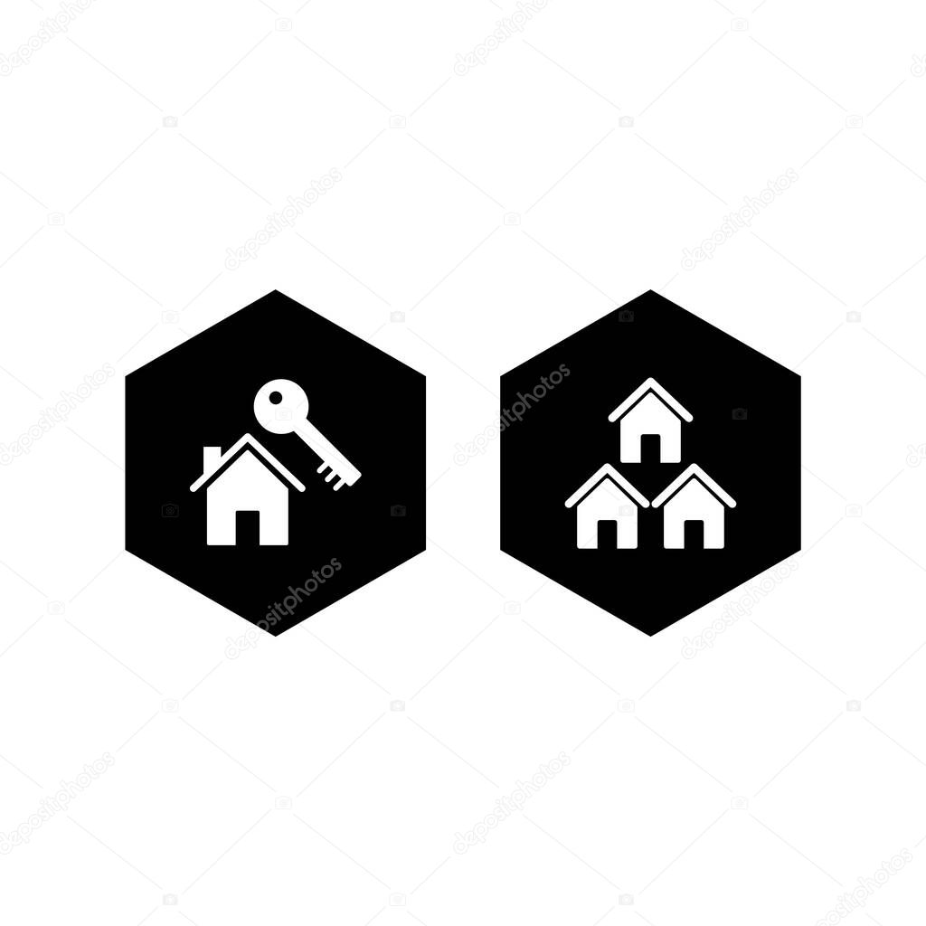 Set of 2 real estate Icons on White Background Vector Isolated Elements...