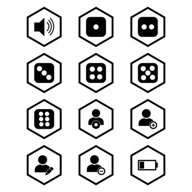 Beyaz Arkaplan Vektörü İzole Edilmiş Elementler Üzerinde 12 Evrensel Simge Kümesi...