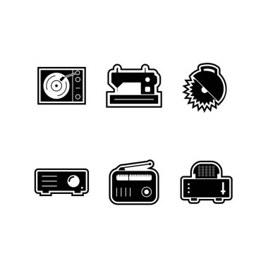 Beyaz Arkaplan Vektörü İzole Edilmiş Elementler üzerinde 6 elektronik aygıt seti...