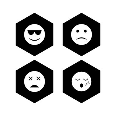 4 Emoji Simgesi Kağıdı Beyaz Arkaplanda İzole Edildi...