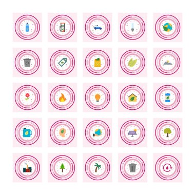 Beyaz arkaplanda 25 eko simgesi izole edildi...