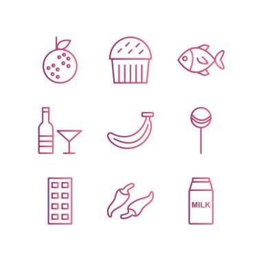 Kişisel ve ticari kullanım için 9 Simge Yiyecek...