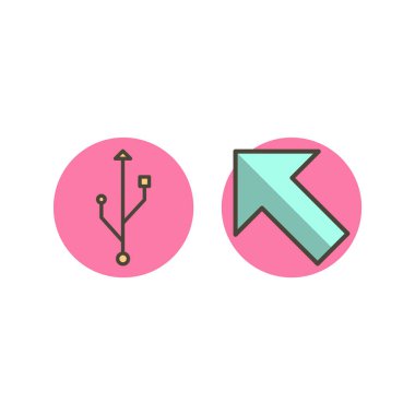 Beyaz Arkaplan Vektörü İzole Edilmiş Elementler Üzerine 2 temel element seti Simgesi...