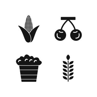 Beyaz Arkaplanda İzole Edilmiş 4 Gıda Simgesi...