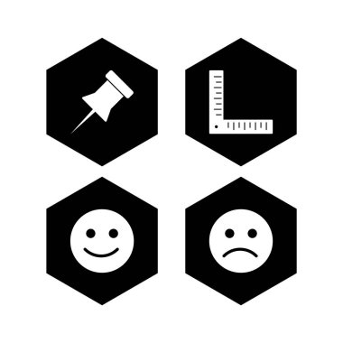 4 Evrensel Simge Sayfası Beyaz Arkaplanda İzole Edildi...