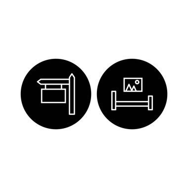 Beyaz Arkaplan Vektörü İzole Edilmiş Elementler Üzerine 2 Emlak Simgesi...