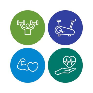 Beyaz Arkaplan Vektörü İzole Edilmiş Elementler Üzerine 4 Sağlık Simgesi...