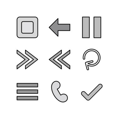 Beyaz Arkaplanda İzole edilmiş 9 temel öge Simge Sayfası...