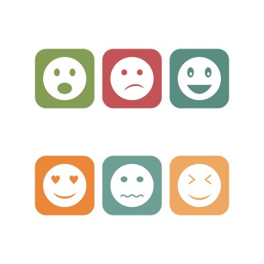 Beyaz Arkaplan Vektörü İzole Edilmiş Elementler Üzerine 6 emoji Simgesi...