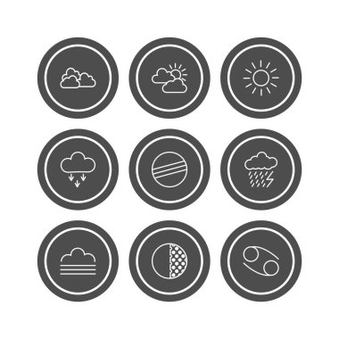 9 Hava Simgesi Sayfası Beyaz Arkaplanda İzole Edildi...