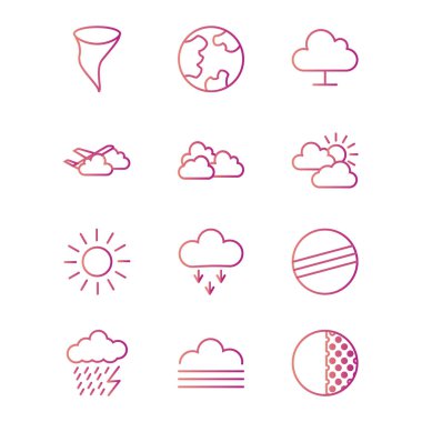 Kişisel ve Ticari Kullanım İçin Hava Durumu 12 Simgesi...