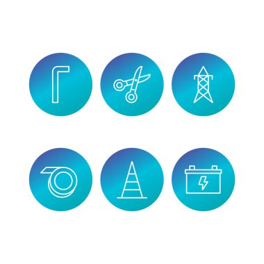 Beyaz Arkaplanda İzole edilmiş 6 yapı Simgesi Simgesi...