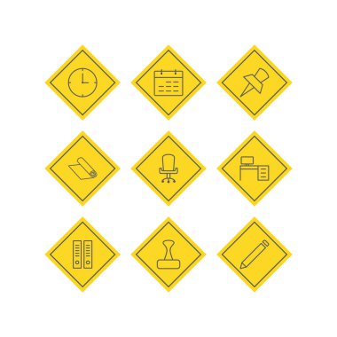 9 Ofis Simgeleri Sayfası Beyaz Arkaplanda İzole Edildi...