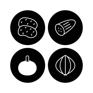 Beyaz Arkaplanda İzole Edilmiş 4 Gıda Simgesi...