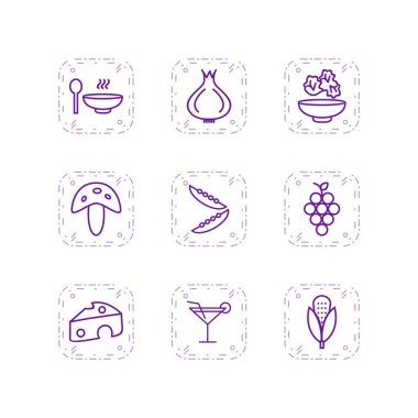 Kişisel ve ticari kullanım için 9 Simge Yiyecek...