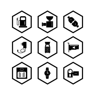 Beyaz Arkaplanda İzole Edilmiş 9 Elektronik Aygıt Simgesi...