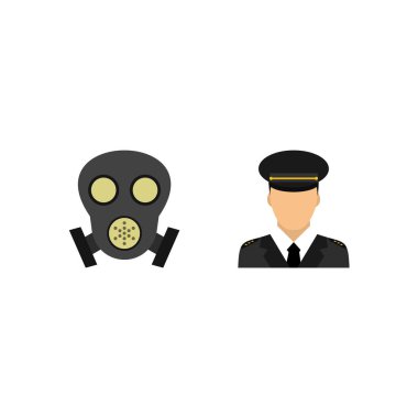 Beyaz Arkaplan Vektörü İzole Edilmiş Elementler Üzerine 2 Askeri Simge...