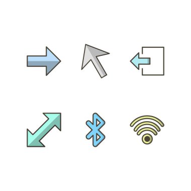 Beyaz arkaplanda 6 temel element simgesi izole edildi...