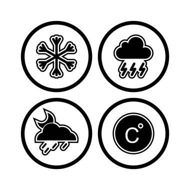 4 Hava Simgesi Sayfası Beyaz Arkaplanda İzole Edildi...