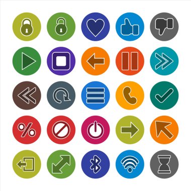 25 temel element Simge Sayfası Beyaz Arkaplanda İzole Edildi...